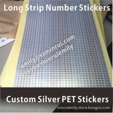 Custom Silver Number Stickers,number Stickers For Marking Electronic Components,water Proof Pet Vinyl Number Stickers 